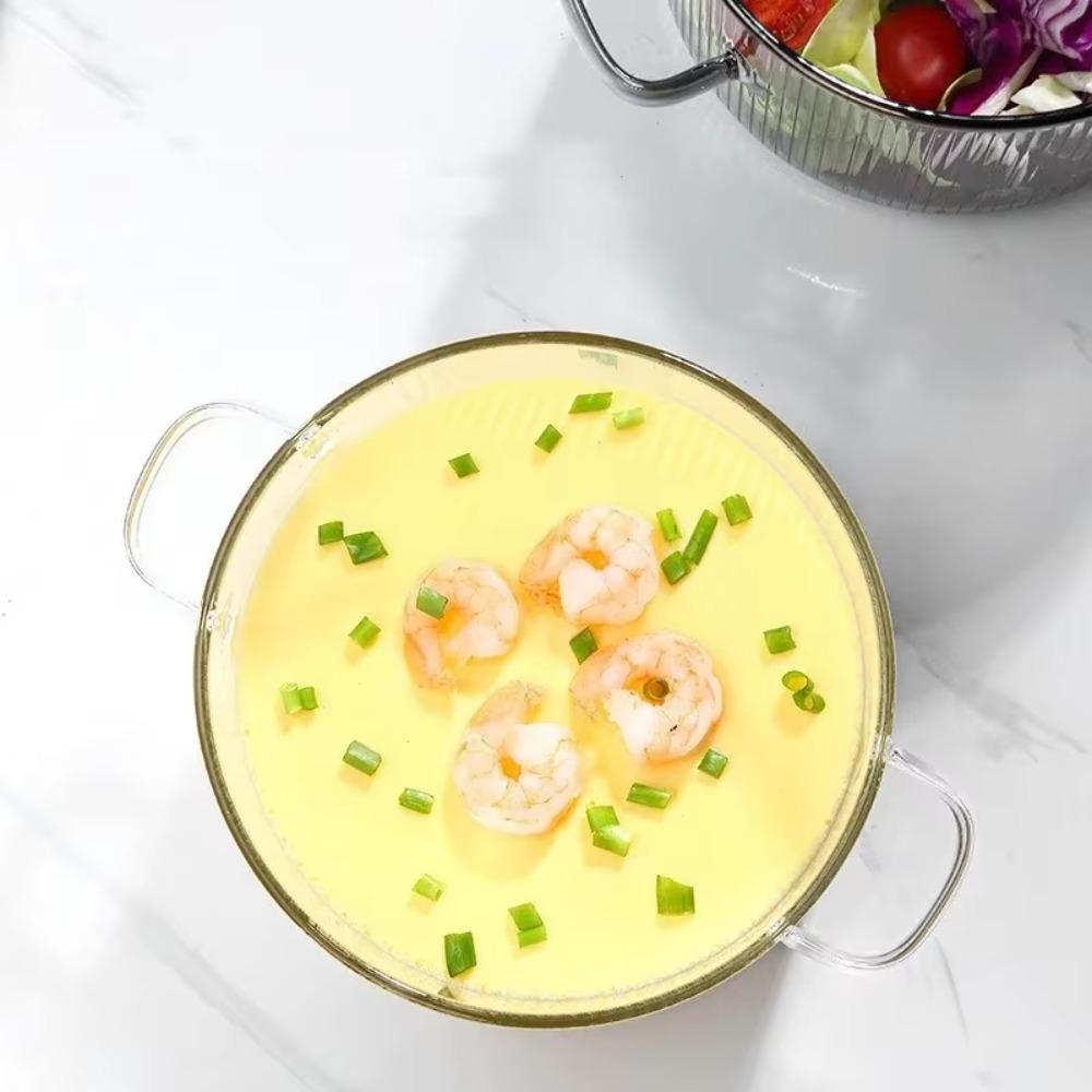 Panela de Sopa com Alça Binaural Resistente ao Calor Tigela de Ramen Utensílios de Cozinha Urso Caçarola de Vidro Mingau