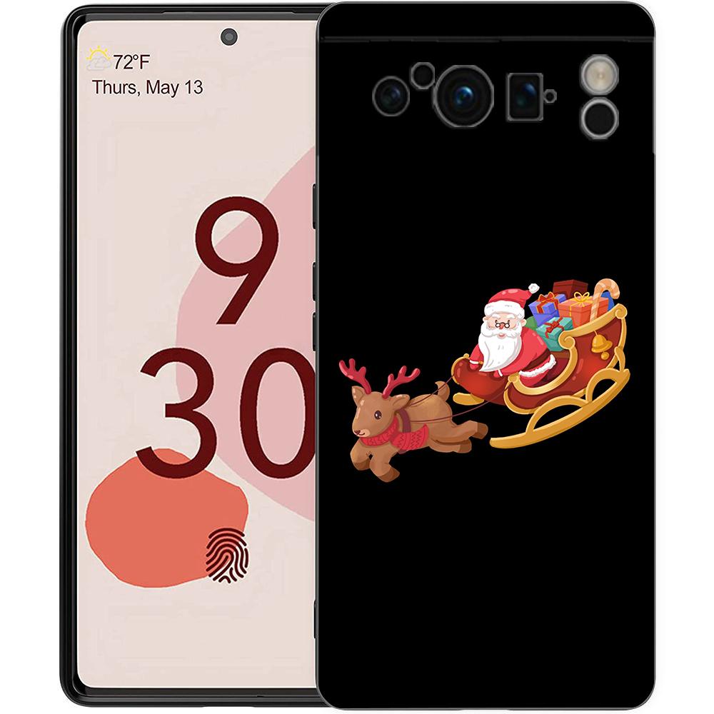 

Різдвяний чохол для телефону Санта-Клаус для Google Pixel 8 7 6 Pro 6A 7A 5G М’який силіконовий протиударний TPU чорний Cover TPU Fundas Pixel 6