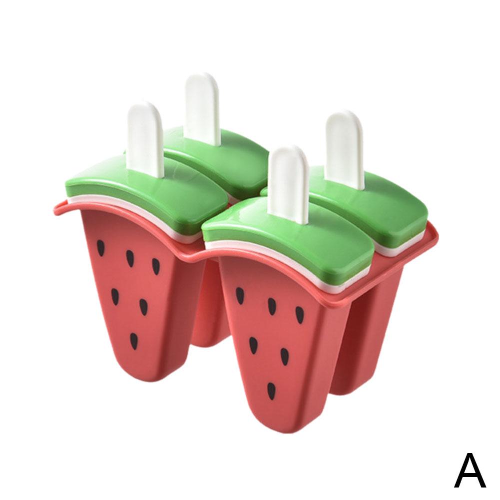 6 Girds Watermelon Shape Ice Molds in One Tray With Sticks Easy-Release Popsicle Makers Homemade Ice Cream Mould 6