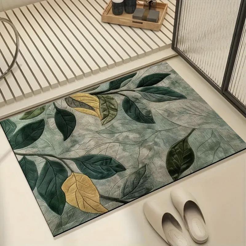 3D Leaf Bath Floor Mat Anti Slip and Stain Resistant Floor Mat Kitchen Anti Fouling Floor Mat