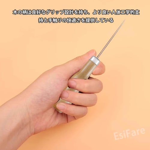 EsiFare Manual Awl (Set of 3) - Leather Awl, Wooden Awl, Sewing Awl, Handheld Sewing Machine Awl, Awl Tool, Hand Sewing Repair Tool, Handy Shoe Repair