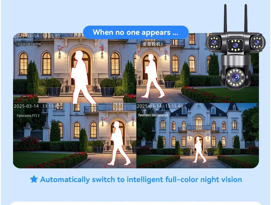 HiEasy 4K Outdoor Wireless WiFi Surveillance Camera: Four-Lens, Home Monitoring