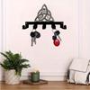 Vintage Celtic Witch Key Holder Heavy Metal Wall Art 5 Hooks Halloween Decor
