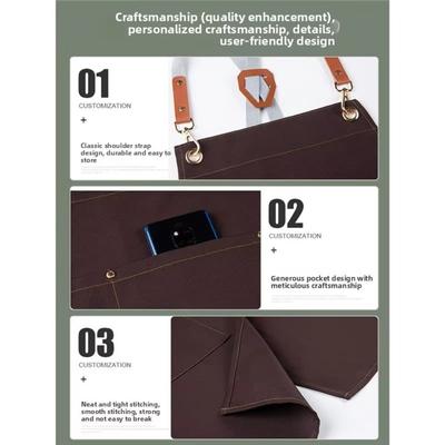 Stylish Waterproof Chef's Apron Canvas Split Skirt Design Work Apron with Pockets Solid Color Uniform Apron for Restaurants, Caf