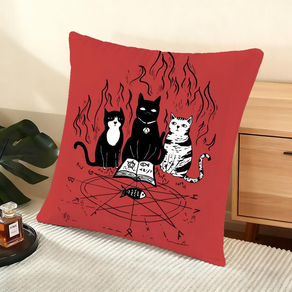 Wizard Cat Cushion Cover Soft Short Plush Pillow Cover Smooth Cozy Texture Aesthetic Cushion Case Home Decor