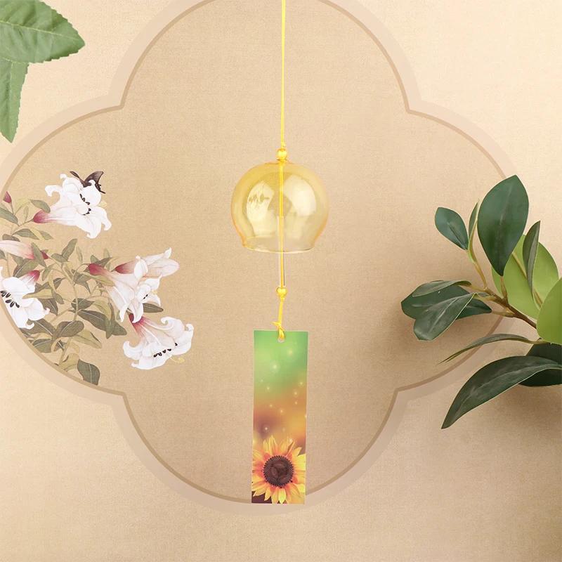 

[PL]Wind Bells New Handmade Glass Wind Chime Birthday Gift Christmas Gift Home Decors Wind Chimes Japanese Style жовтий