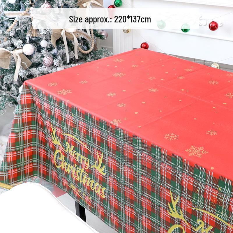 Red Plaid Disposable Christmas Tablecloth for Rectangle Party or Coffee Tables