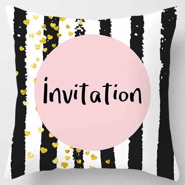 Yellow and Pink Pattern Square Pillowcase Home Decoration Cushion Cover