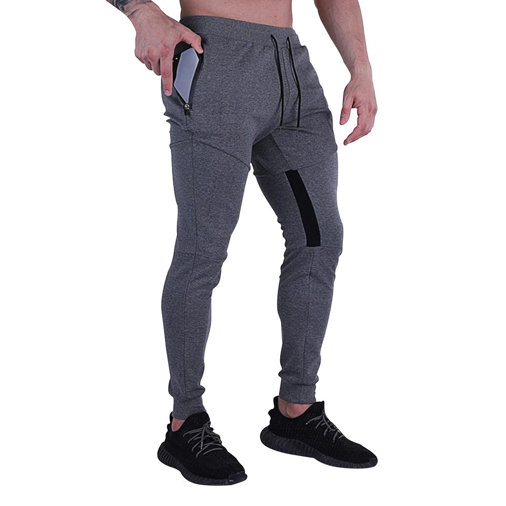 Men's Joggers Workout Pants Casual Slim Fit Tapered Pant Gym Athletic Running Sweatpants With Zippers Pockets