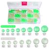 Fishing Beads,632 pcs Round Luminous Glow Rubber Soft Fishing Beads with Plastic Box, Multiple Sizes Sea Fishing Tackles