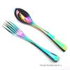 4piece Rainbow Black Flatware Cutlery Set  Stainless Steel Dinnerware Sharp Steak Dinner Knives Forks Tea Spoons Tableware Set