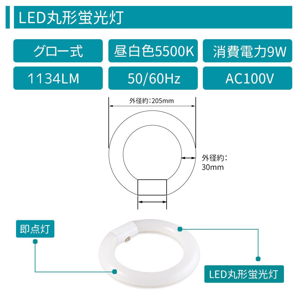 20W Round LED Fluorescent Light Bulb, 5500K Daylight White, No Glow Bulb Installation Required (Glow Bulb Removed), G10 Base, Equivalent to a 20W