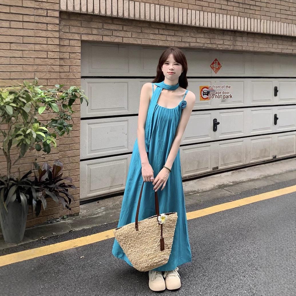 

Three-Dimensional Floral Tie-Up Camisole Summer Dress M