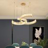 Round Stainless Steel Crystal Chandelier Modern Living Room Kitchen Island Hanging Lamp Creative C-Shaped Dining Room Chandelier