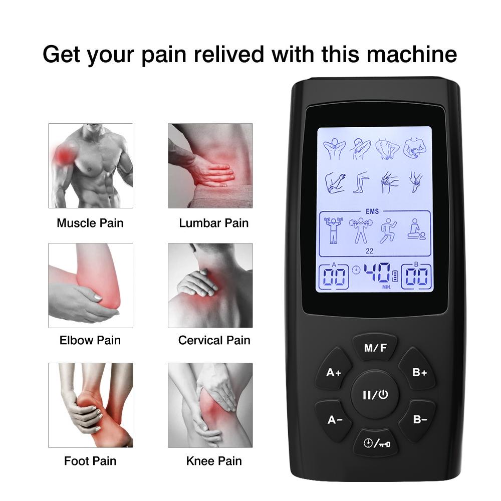 28 Modes TENS EMS Unit Muscle Stimulator for Pulse Pain Relief Rechargeable Portable Dual Channel 40 Intensity Body Massager