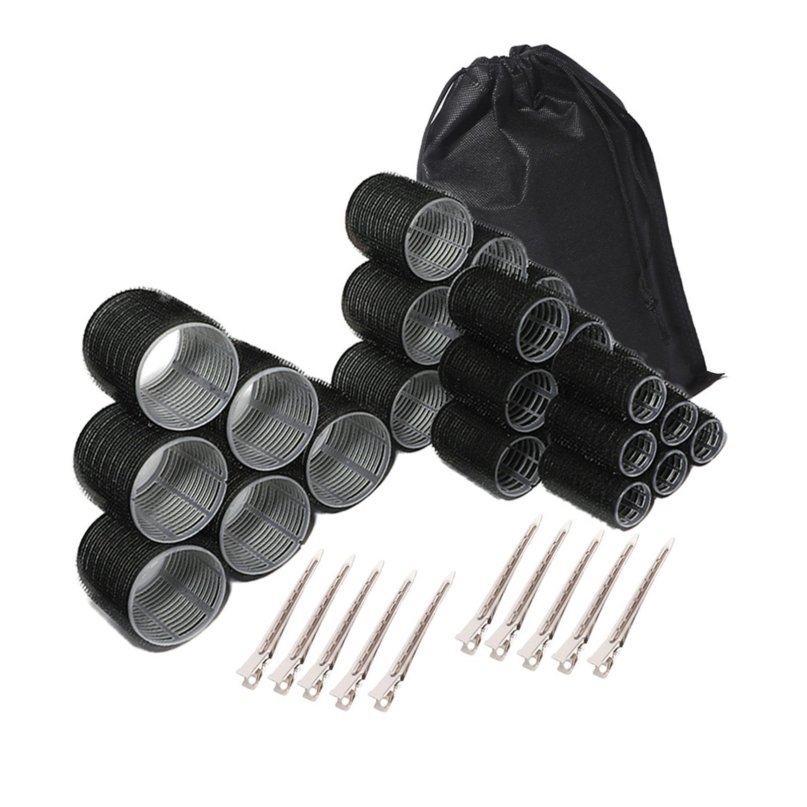 

6Pcs Hair Curlers Set with Metal Hair Clip For Long to Short Hair Styling Salon and Formal Event Quick Hairstyle Tool B чорний