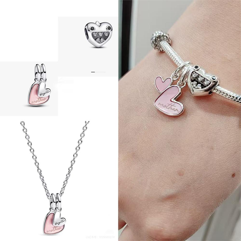 Copper Badge No. 7&Mother And Daughter Hearts&Butterflies&Hearts Dangle Charm Fit Brand Bracelet Diy Jewelry