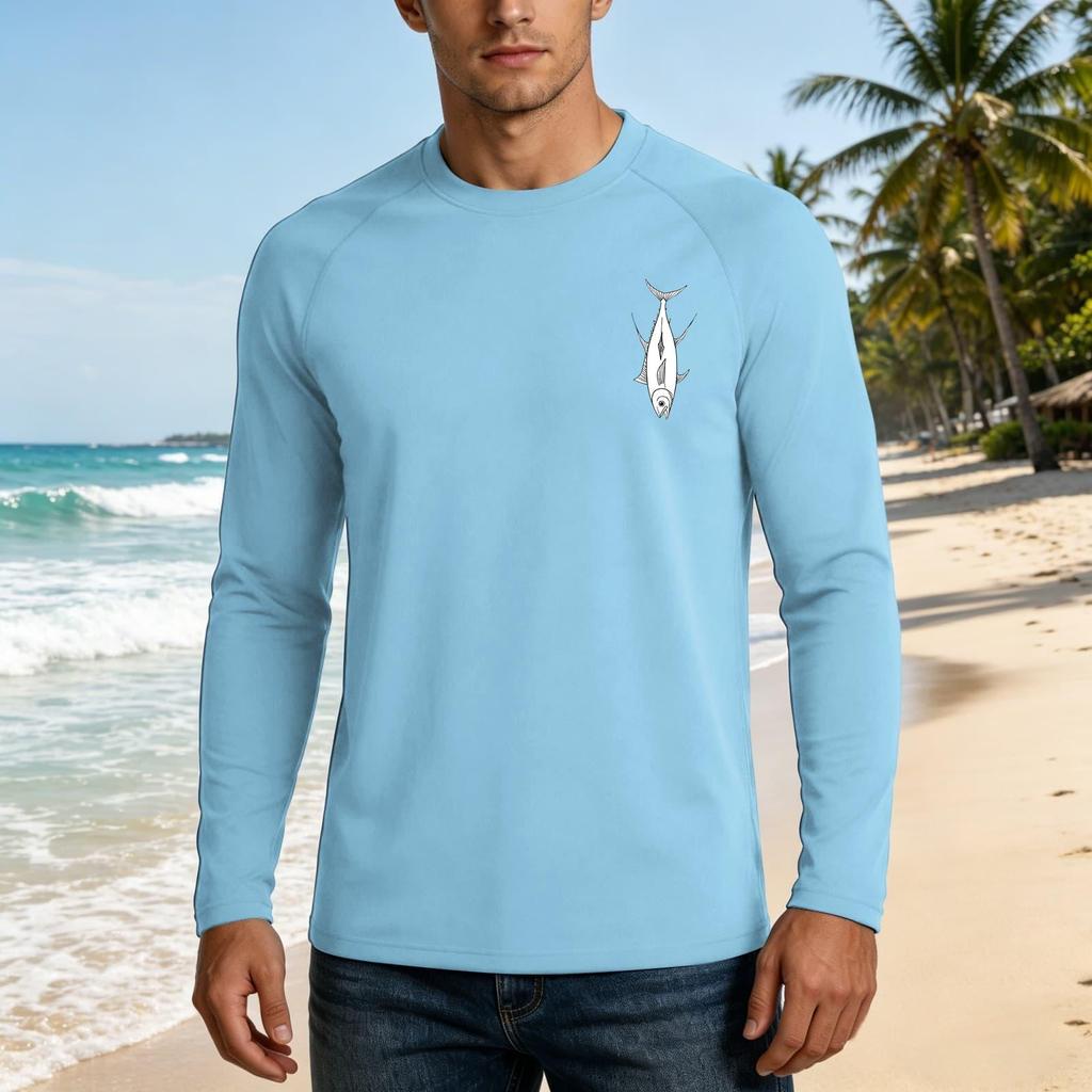 Men's Long Sleeve UPF 50 Plus Sun Protection Shirt Basic Breathable Loose Fit Outdoor Casual T-Shirt with Quick Dry Cooling Fabric