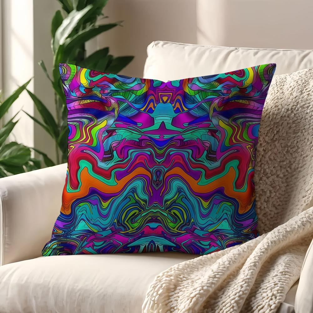 Art Psychedelic Geometrical Figures Cushion Cover For Pillow Printing Sofa Decoration Home Car Room Office Nordic Simplicity