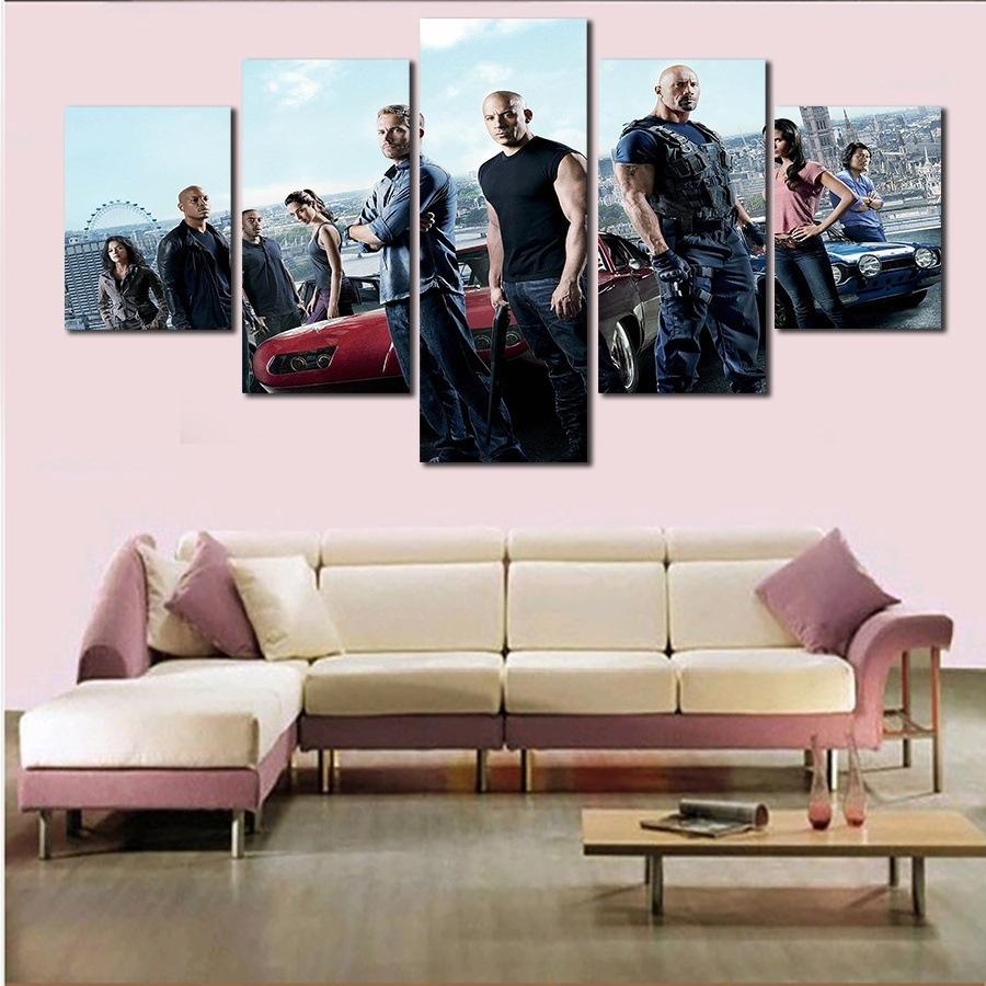 

5 Pieces Wall Arts Canvas Fast Furious Sports Race Car Posters Picture Paintings Living Room Bedroom Mural Print Home Decoration 20X35 20X45 20X55CM