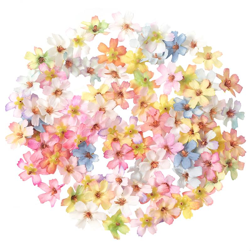 30/50Pcs Artificial Flowers Heads 4cm Silk Fake Flowers for Home Dceor Wedding Bride Decoration Craft Wreath Gifts Accessories