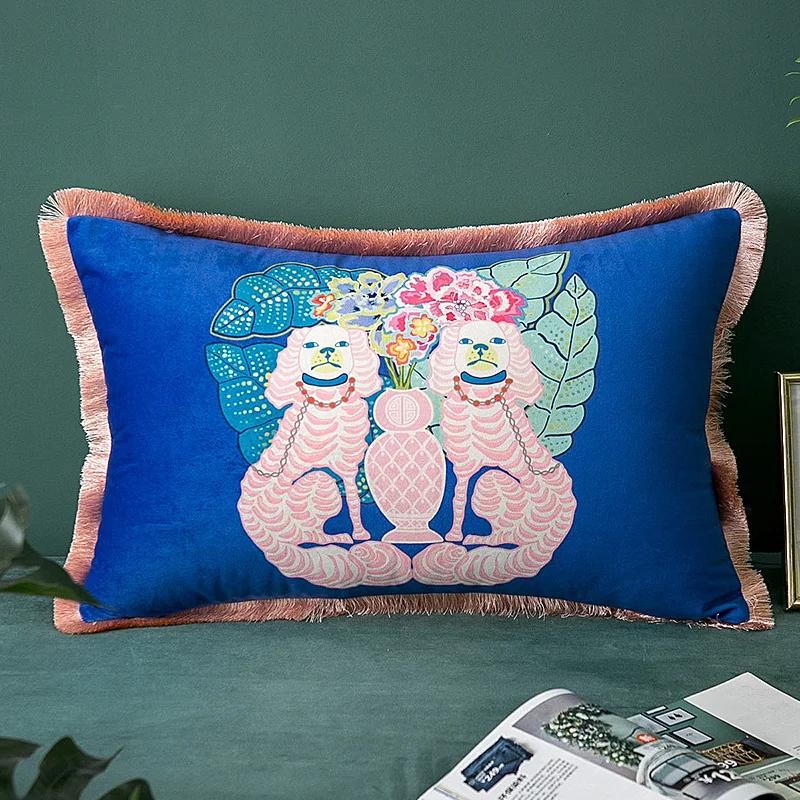 Medicci Home Gorgeous Cushion Cover Oriental Mystical Animals Print Ancient Style Decorative Pillow Case Luxury Coussin 50x50cm