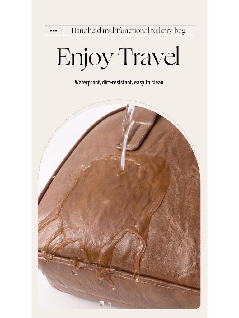 2025 Ölwachsleder Damen Kosmetiktasche - Große Kapazität, Wasserdicht, Leichter Luxus, Tragbare Reise-Toilettentasche