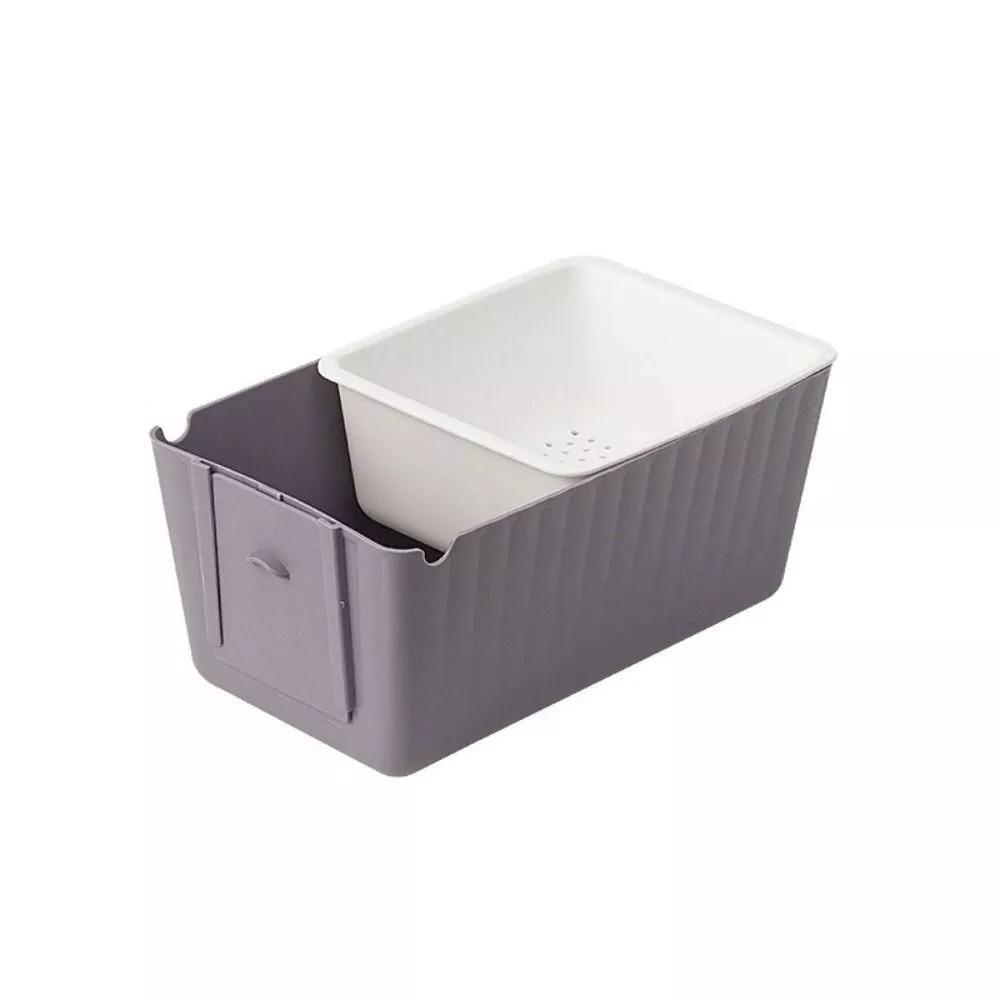 Cerative Multifunctional Fruit Drain Basket Durable Practical Fruit Tray Double-Layer Drainable Drain Snack Box