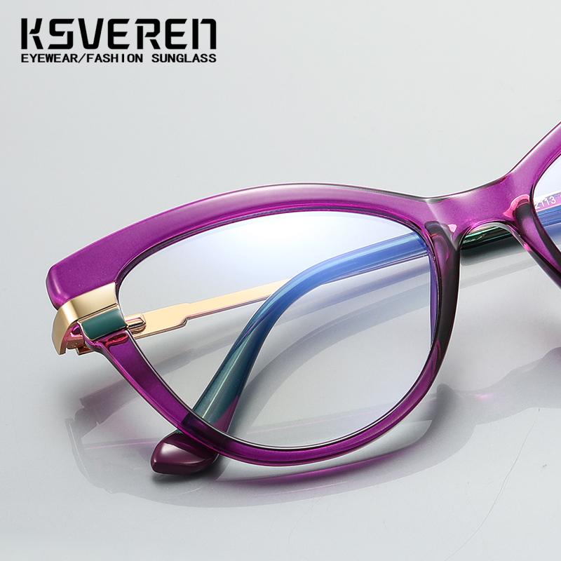 TR90 Fashion Cat Eye Myopia Glasses Outdoor Photochromic Women Anti Blue Light Glasses Prescription Optical Glasses KSVEREN