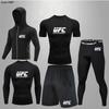 Herren 5-teiliges Cross-Training Kompressionsset - Hohe Elastizität, Schnelltrocknend, Atmungsaktiv für Boxen, Fitness, Laufen & UFC