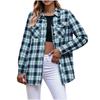 Women's Fashion Long-Sleeve Button-Down Plaid Shirt With Pockets