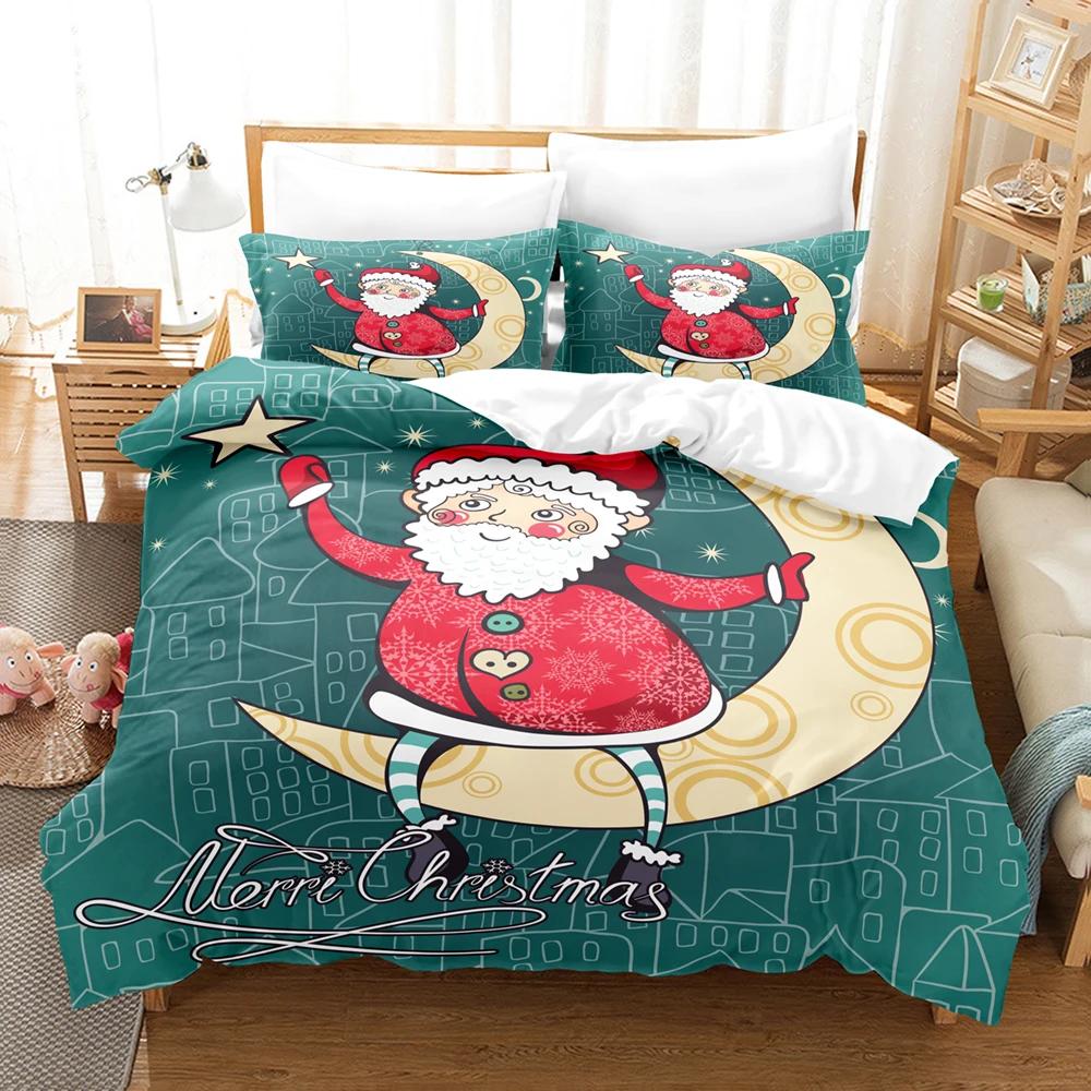 Set de lenjerie de pat de Crăciun cu zăpadă 3d Seturi de huse de pilotă Pătură Lenjerie de pat Decor Mărime Twin Queen King Single Lux Desen animat Cadou Cerb