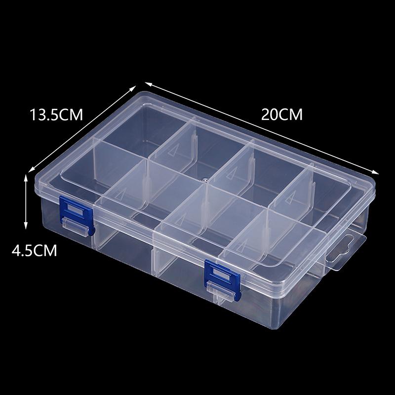 

20*13.5*4.5cm Large 8 Grids Plastic Storage Box Screw Electronic Component Transparent Organizer Multifunctional Tool Case