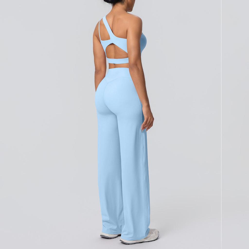 Cloud-Like Casual High Waist Yoga Set - Women's Sporty Wide Leg Fitness Wear