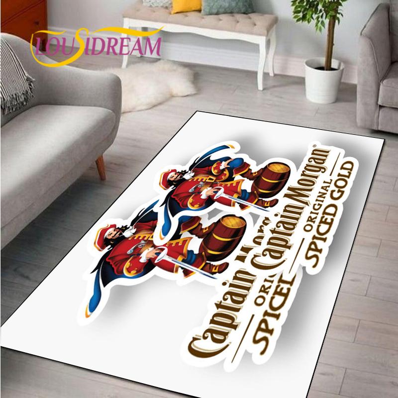 Captain Morgan Musterteppich für Schlafzimmer Wohnzimmer Teppich für Küchenbodenmatten Heimdekor Kinder Rutschfeste Bodenmatte Teppich Alfombra