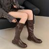 Thick-soled Buckle Boots 2025 New British Knight Boots Fashion Versatile and Thin Boots Women's Boots
