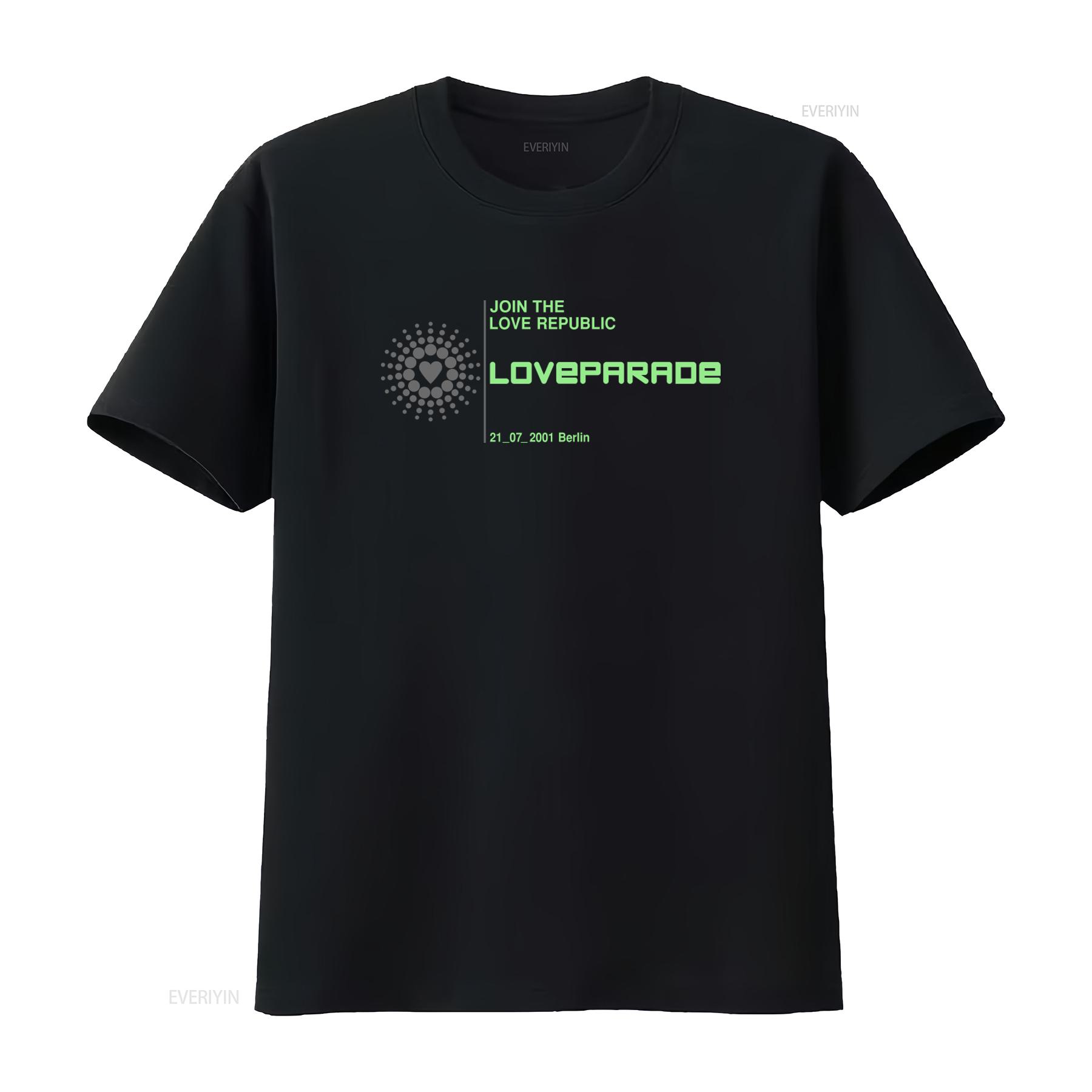 

Loveparade Berlin 2001 Join The Love Republic T shirt Trendy Unique Design vintage Washed Casual Top For Everyday Wear 4XL