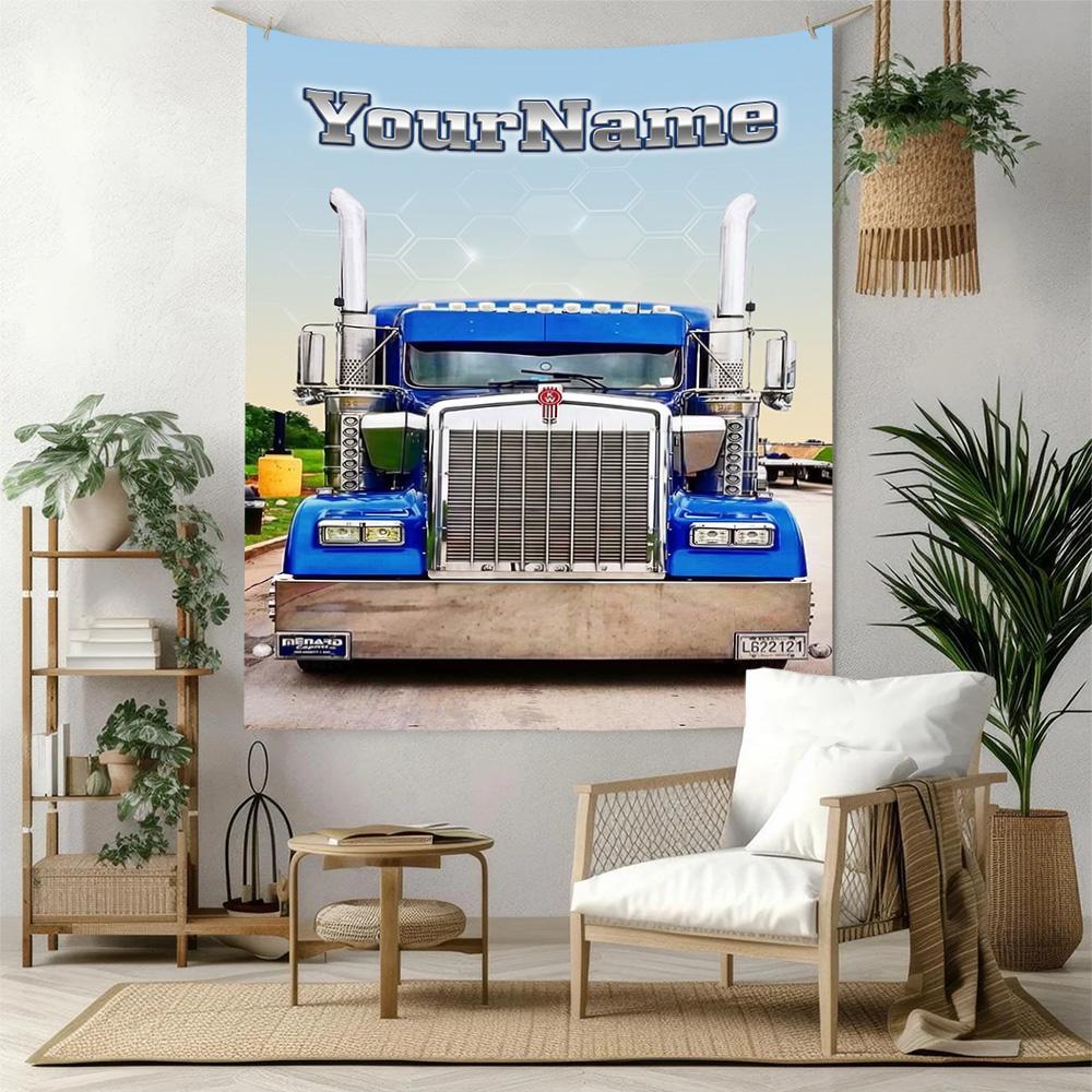 Kw Heavy Trucks Custom Your Name Wall Decor Tapestry Art For Pet Memorial Birthdaywedding Party Backdrop Family Gift