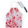 Halloween Fake Blood Apron with Handprints Oil Resistant Costume Party Stage Prop Apron