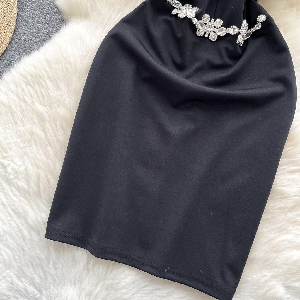 Sommer Damen Luxus Perlenbesatz Schlank Bodycon Mini Kurz Sexy Club Party Kleider