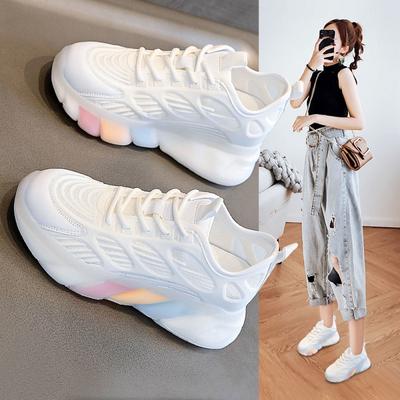 Women's Summer New Spring and Autumn Mesh Breathable Ins Fashionable Shoes Thick Sole Height Increasing Sports Casual Shoes