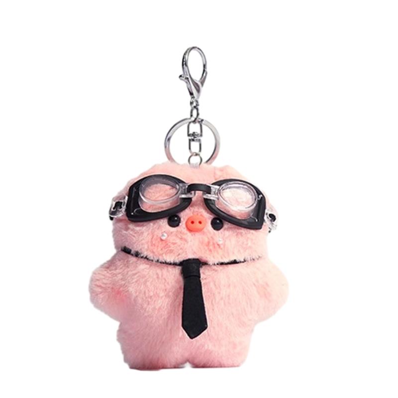 

Stylish Pig Keychain with Sunglasses Soft Stuffed Toy Backpack Pendant Kids Gift Fashionable Accessory for Women Girl 1