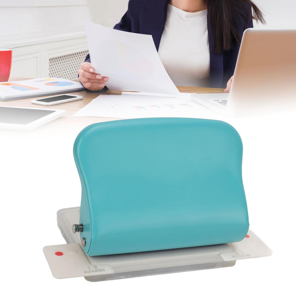 Hole Punch Metal Body Incisive Plastic Bottom Pad 10 Holes Handheld Paper Punch for Bookbinding Documentation