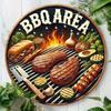 Rustik Grill Rund Metallväggkonst Värmebeständig Aluminiumskylt för Kök Trädgård Café Utomhusdekor