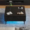 Couchtisch Platte, Moderner Kaffeetisch ausziehbarer LED, Sofatisch Schubladen & Versteckter Stauraum, Beistelltisch Wohnzimmer, Büro, Schwarz