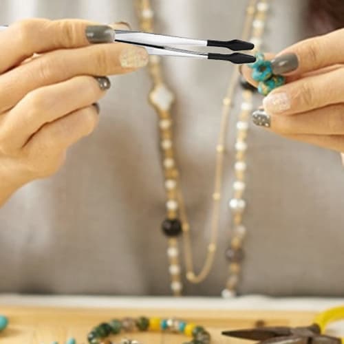 mawaki Rubber Tweezers, Soft Stainless Steel Tweezers, PVC Coated, Industrial, Laboratory, Craft Tweezers, 15cm