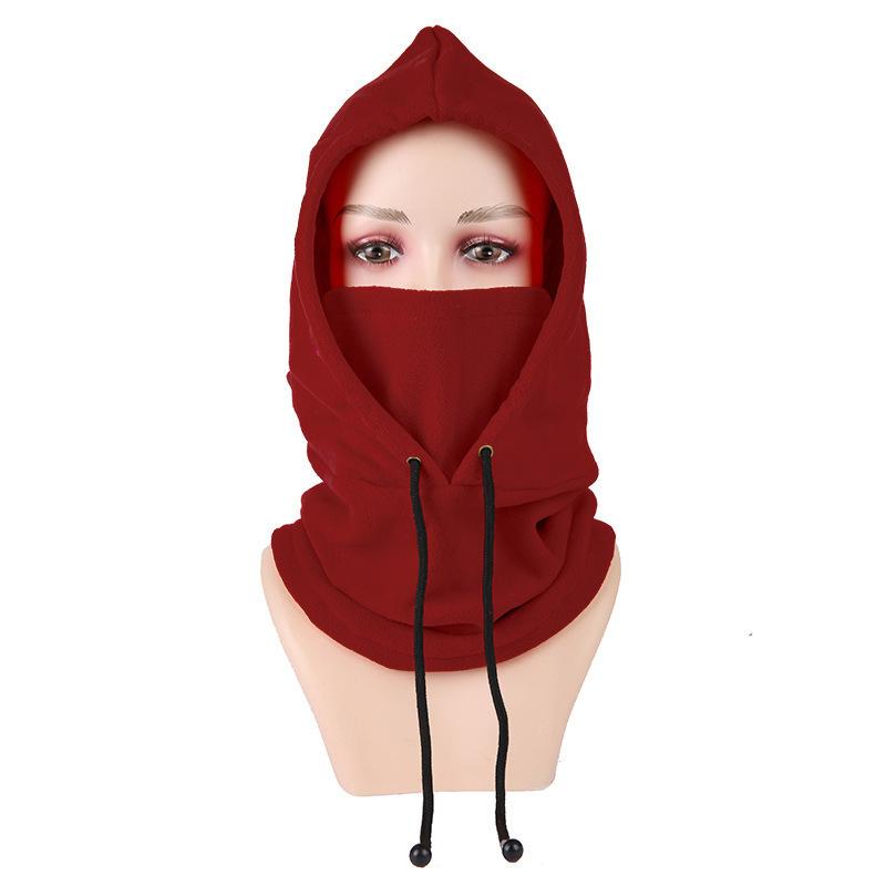 Unisex Winter Thermal Fleece Hat with Hood Windproof Warm Skiing Sport Cap Neck Warmer Cycling Face Mask Integrated