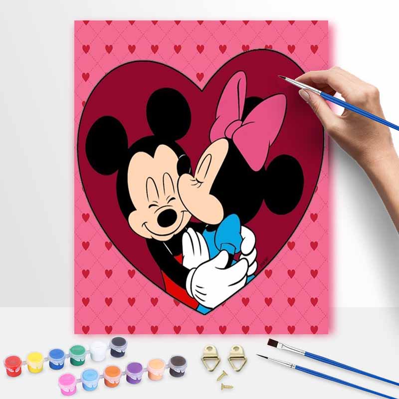 Disney DIY Oil Painting Kits Mickey Minnie Love Hand Painting Home Decor Craft Gift Ideas For Couples Romantic Wall Art Decor 130 Letter