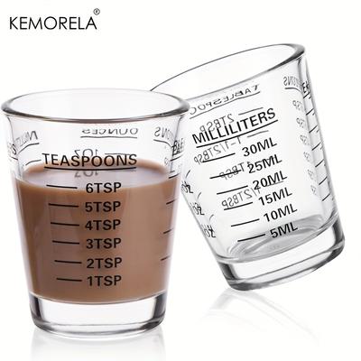  Shot Glasses Measuring Cup 2PCS Espresso Shot Glasses Liquid Heavy Glass 30 ML Coffee Measuring Cup Tools