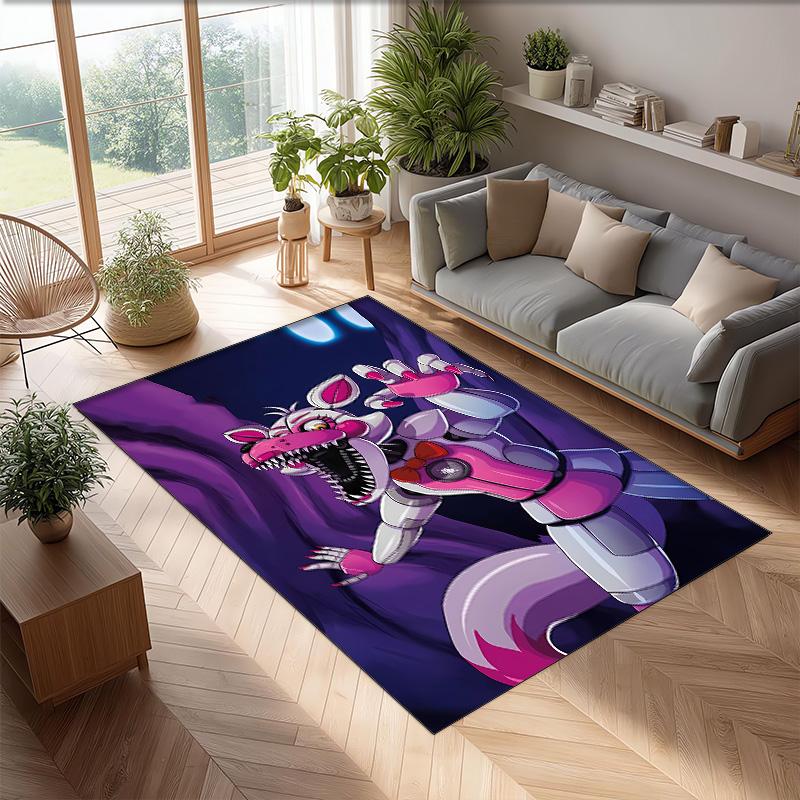 Five Nights at Freddy Printed Crystal Velvet Area Rug, Soft Anti-Slip Water Absorbent Floor Mat for Living Room Bedroom